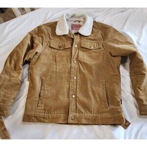 Trademark Brooklyn Cloth Sherpa Lined Corduroy Jacket Men Sz LG Tobacco *read*
